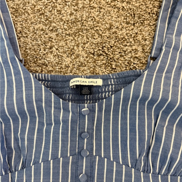 American Eagle Outfitters Blue and White Striped Peplum Tank Top - Picture 7 of 7
